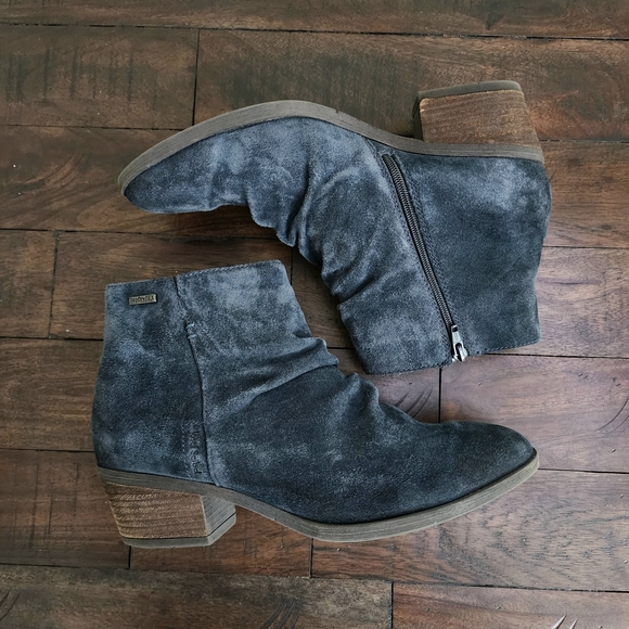 Josef Seibel Women's Germany Navy Blue Suede Wool Blend Ankle Boots Size 9.5 - Picture 1 of 12